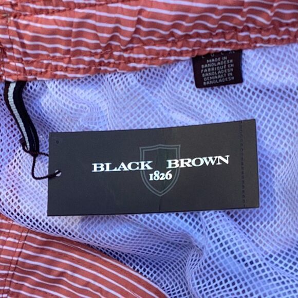 BLACK BROWN NWT MENS SWIMWEAR TRUNKS SHORTS MANDARIN SIZE LARGE - Picture 5 of 6